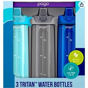 Pogo BPA Free Tritan Water Bottles with Flip Lid and Straw -32 oz 3 Pack